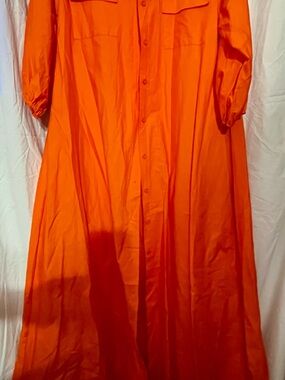 Bold Orange Button-Front Maxi Dress